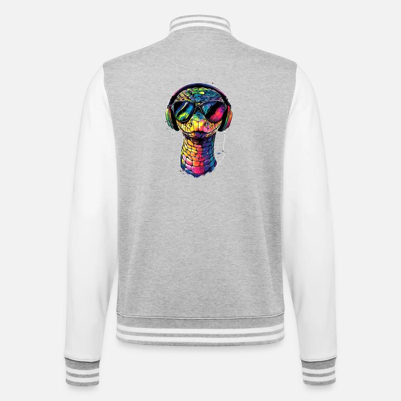 Schlange Python Kobra Klapperschlange Schlangen - College-Sweatjacke - Grau meliert/Weiß