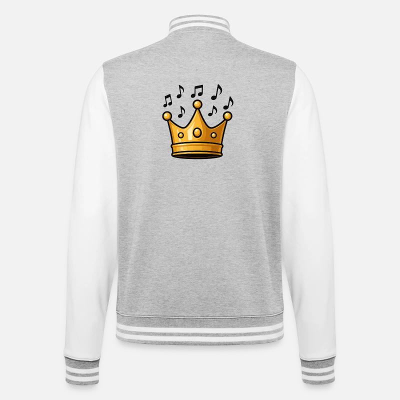 King's crown with musical elements - College Sweat Jacket - heather grey/white
