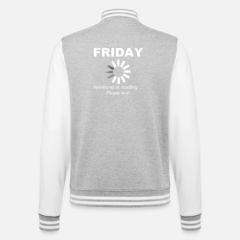 Friday Weekend Loading Saying - College Sweat Jacket - heather grey/white