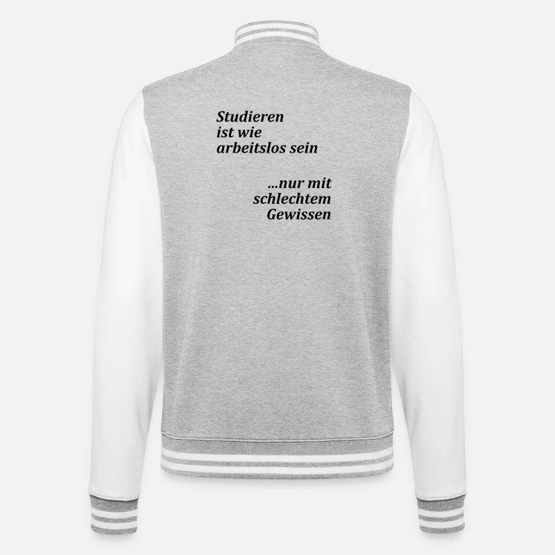 Unispruch "Studieren = arbeitslos" Studenten - College-Sweatjacke - Grau meliert/Weiß