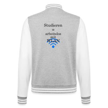 Le slogan de l’université « Chômeurs avec WLAN » cadeau aux étudiants - Veste Teddy - gris chiné / blanc - Dos - Marisol (170cm)