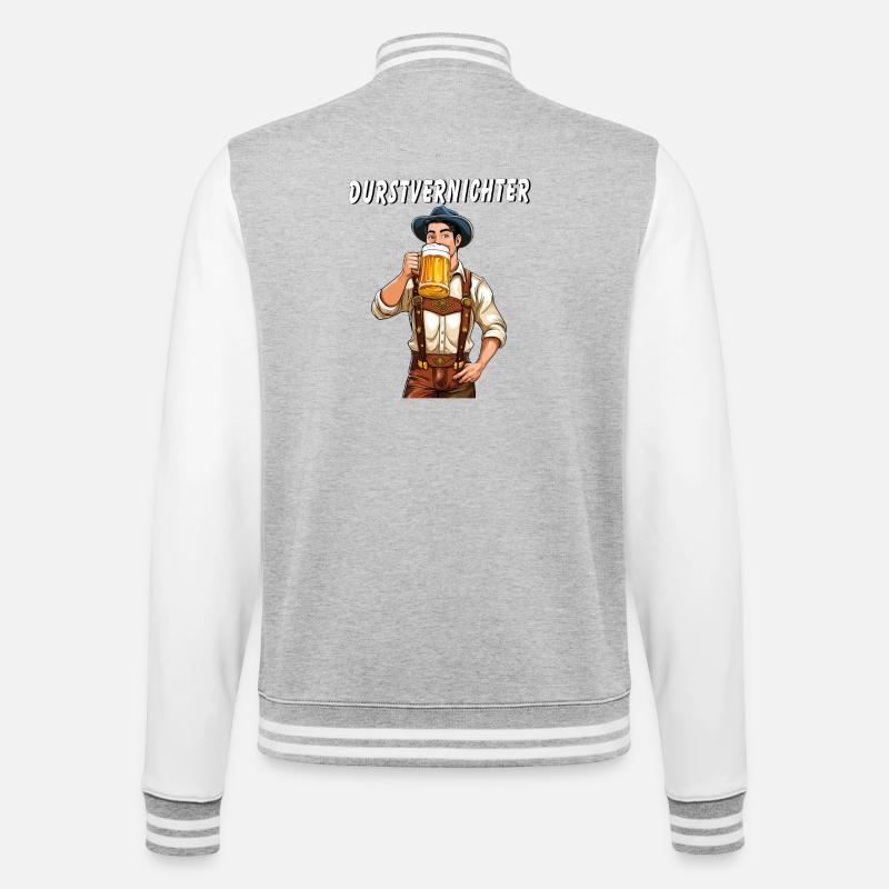 MANN Bier - College-Sweatjacke - Grau meliert/Weiß