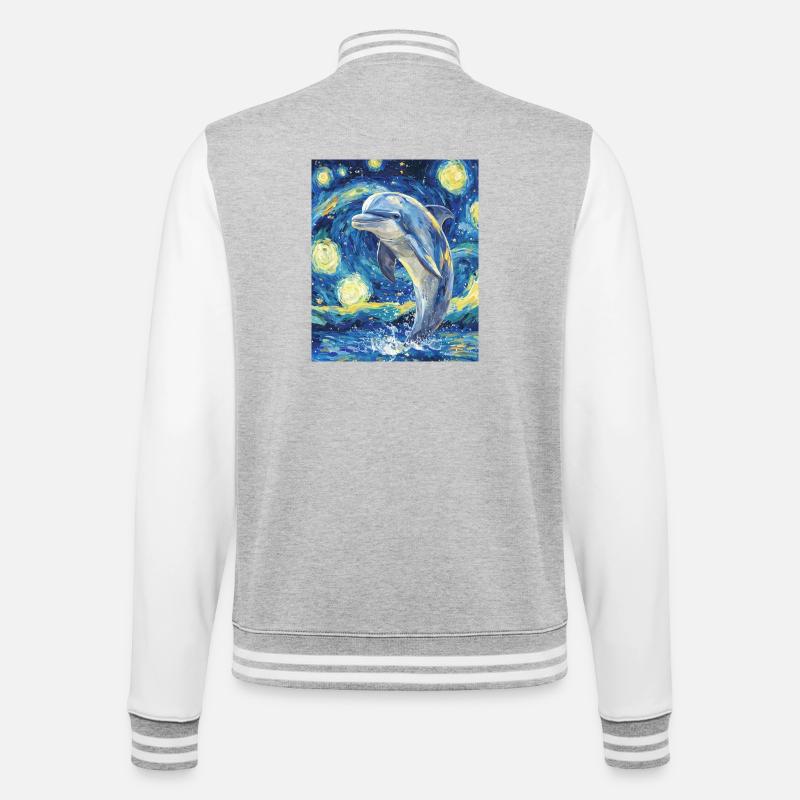 Delfin Van Gogh Style Starry  - College-Sweatjacke - Grau meliert/Weiß