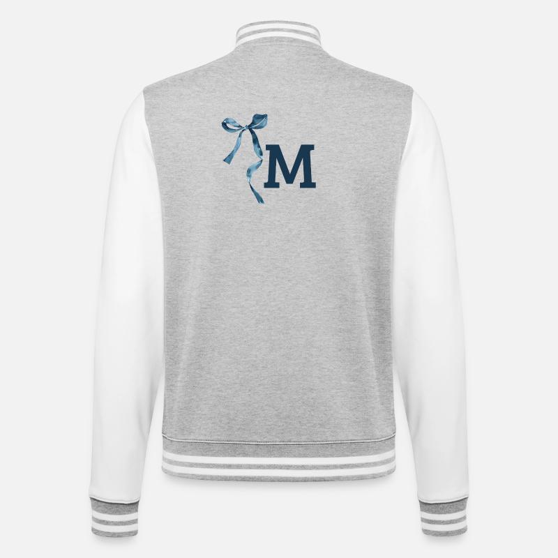 Monogramm m Geschenkidee - College-Sweatjacke - Grau meliert/Weiß