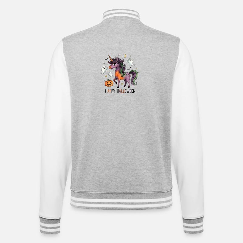 Halloween Einhorn - College-Sweatjacke - Grau meliert/Weiß