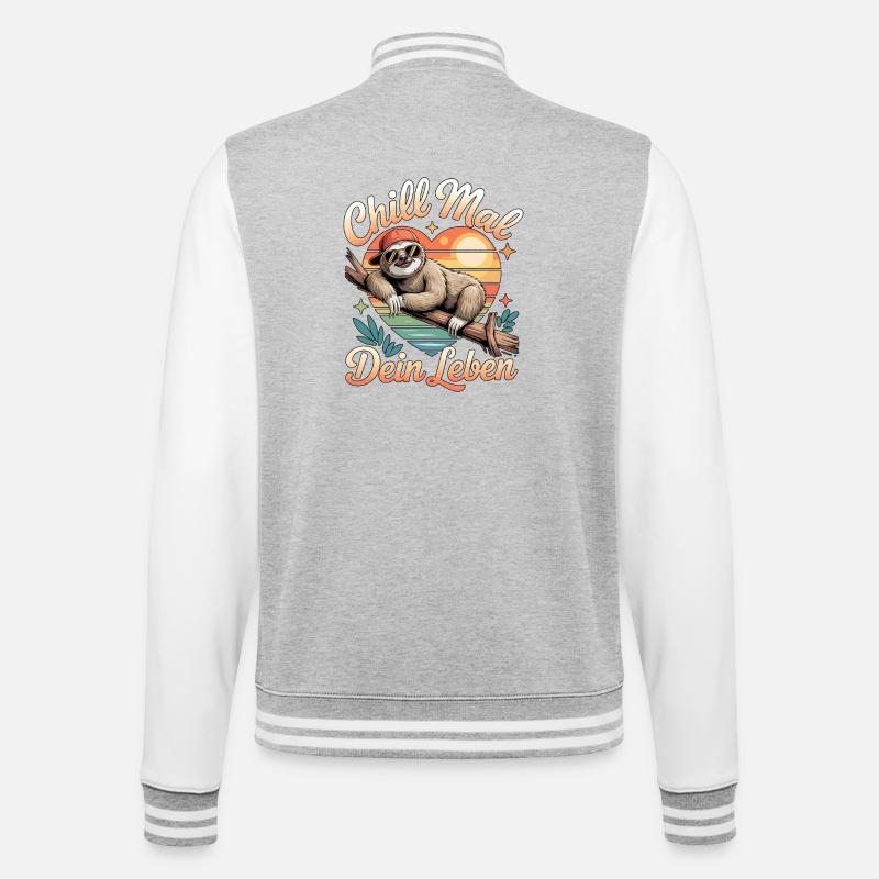 Chill Time Your Life Sloth Sunset - College Sweat Jacket - heather grey/white