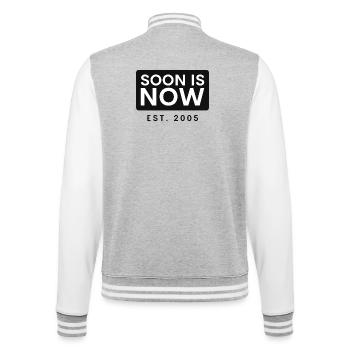 soon is now block - College Sweat Jacket - heather grey/white - Back - Marisol (170cm)