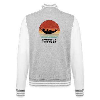 Rente Konditor Rentner Ruhestand Konditorei Bäcker - College-Sweatjacke - Grau meliert/Weiß - Hinten - Marisol (170cm)