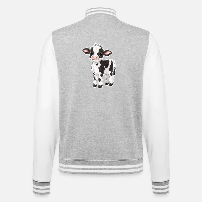 Kuh - College-Sweatjacke - Grau meliert/Weiß