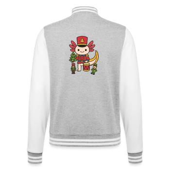 Axolotl Christmas Toy Soldier - College Sweat Jacket - heather grey/white - Back - Marisol (170cm)