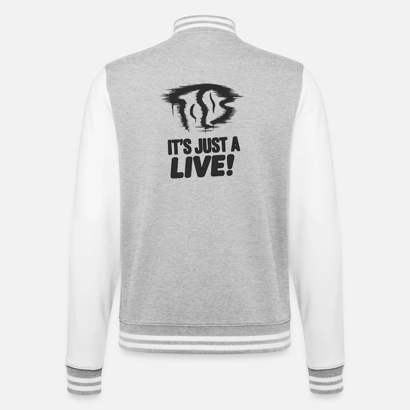 Vampire Bat Silhouette with Bold Slogan - College Sweat Jacket - heather grey/white