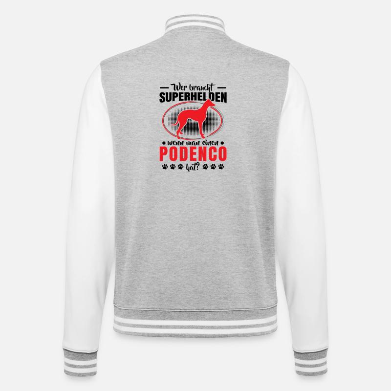 Podenco ist mein Held Spanischer Windhund - College-Sweatjacke - Grau meliert/Weiß