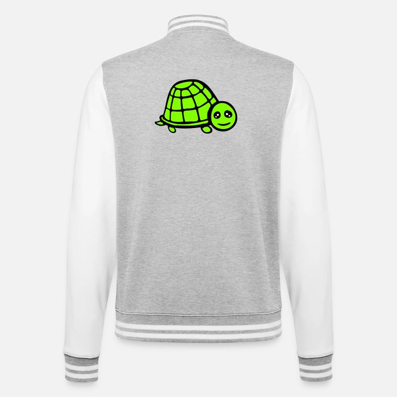 turtle cute smiling happy funny - College Sweat Jacket - heather grey/white