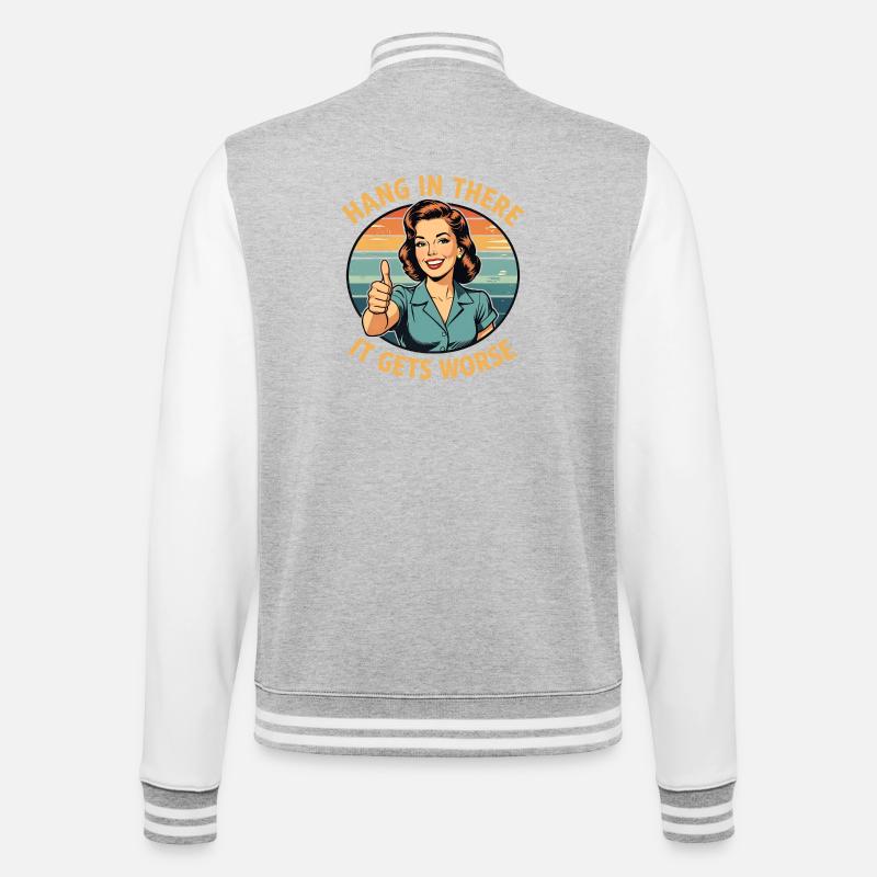 Bleib dran, es wird schlimmer - College-Sweatjacke - Grau meliert/Weiß