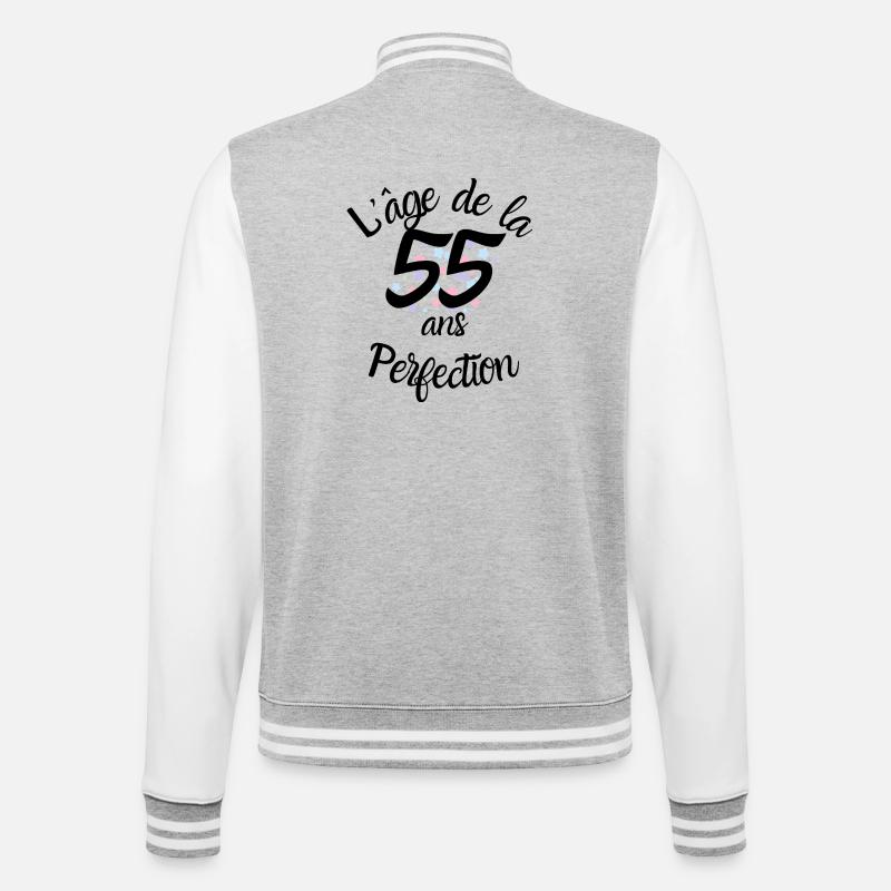 55 ans, l'âge de la perfection - Veste Teddy - gris chiné / blanc