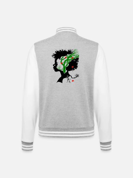 Abstract tree with flowers - College Sweat Jacket - heather grey/white
