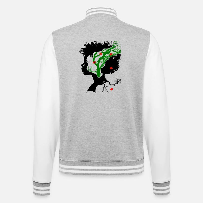 Arbre abstrait avec des fleurs - Veste Teddy - gris chiné / blanc