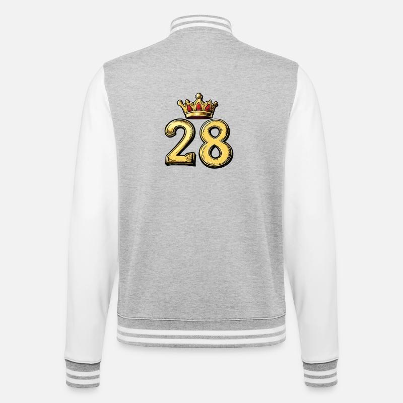 28 Number Krone - College Sweat Jacket - heather grey/white