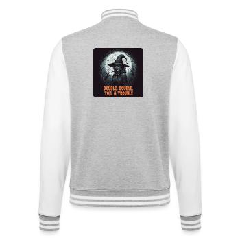 T-shirt d’Halloween Sorcière et ennuis à venir - Veste Teddy - gris chiné / blanc - Dos - Marisol (170cm)