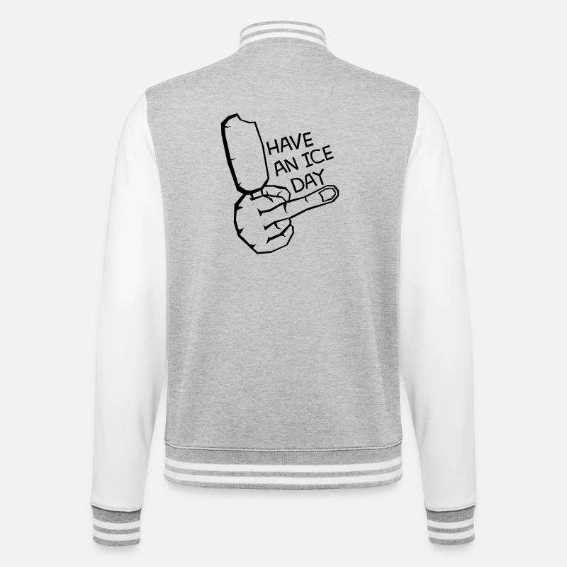 HAV E NICE DAY - College-Sweatjacke - Grau meliert/Weiß