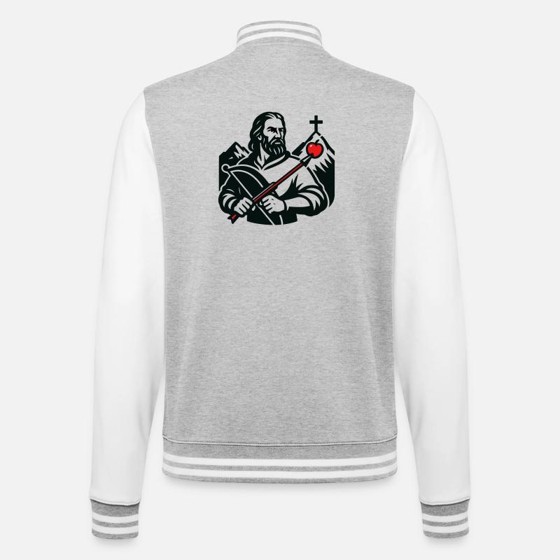 Legendenfigur der Schweiz - College-Sweatjacke - Grau meliert/Weiß