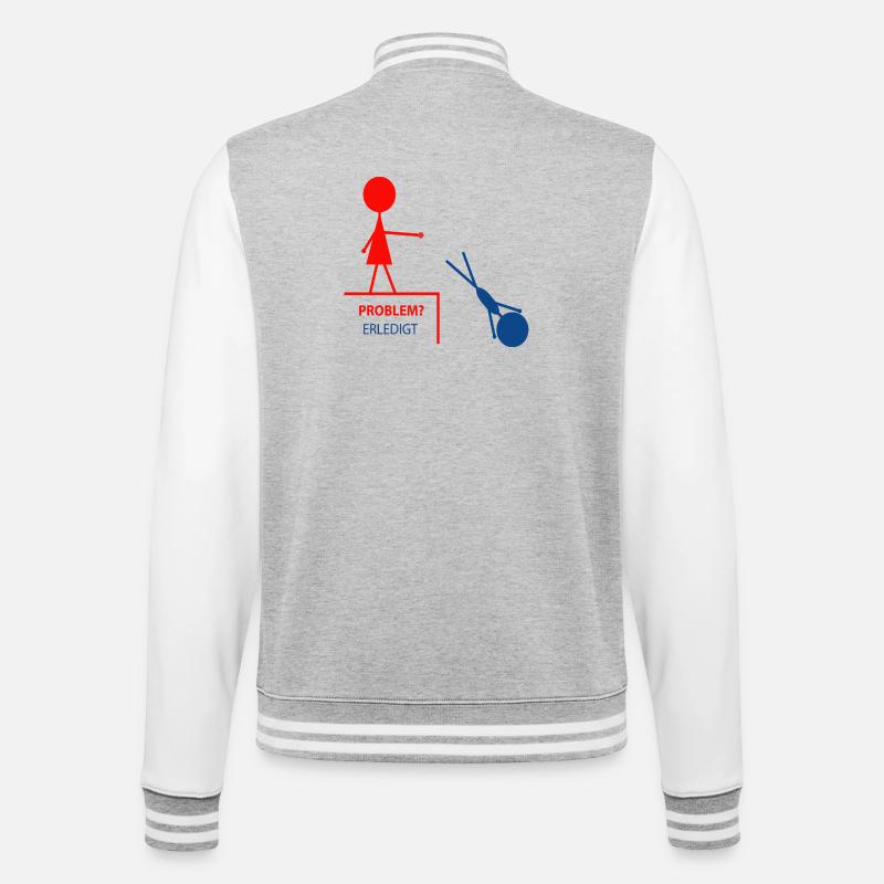 Funny saying – problem? Done! - College Sweat Jacket - heather grey/white