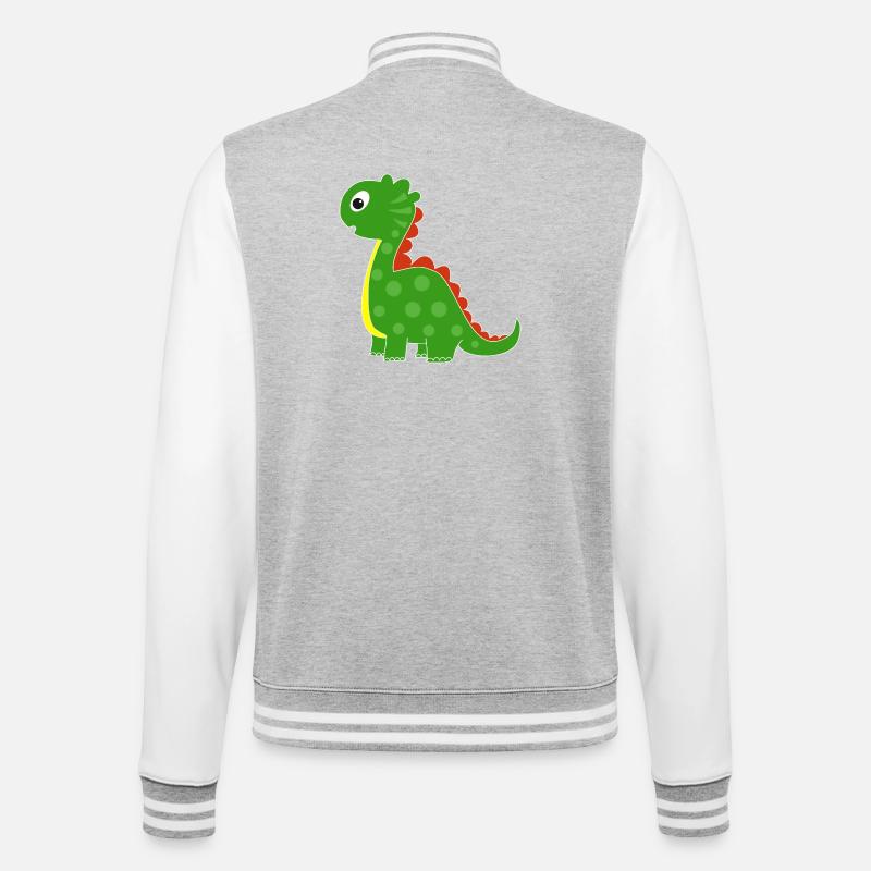 Green dino with bright dots - College Sweat Jacket - heather grey/white