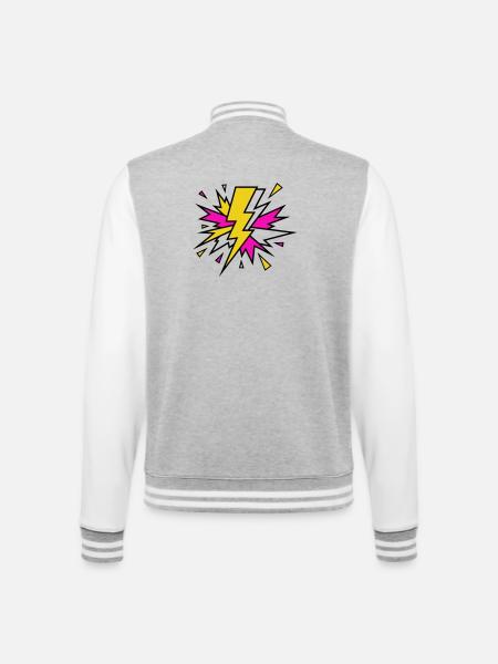Yellow Beam Neon Explosion - College Sweat Jacket - heather grey/white