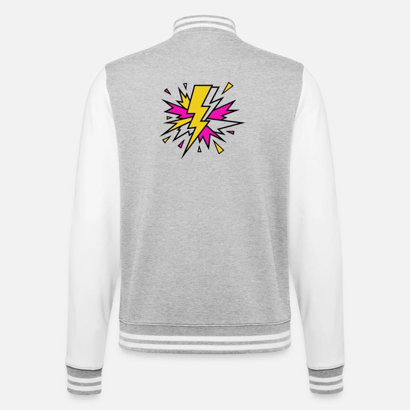 Explosion de néons à faisceau jaune - Veste Teddy - gris chiné / blanc