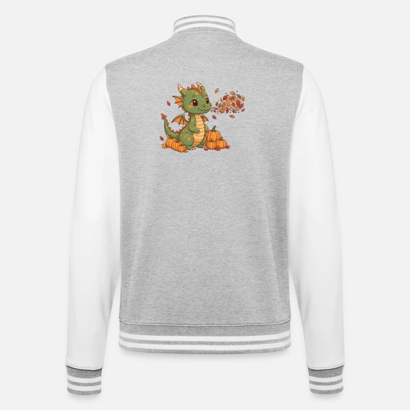 Dragon d’automne avec citrouilles - Veste Teddy - gris chiné / blanc