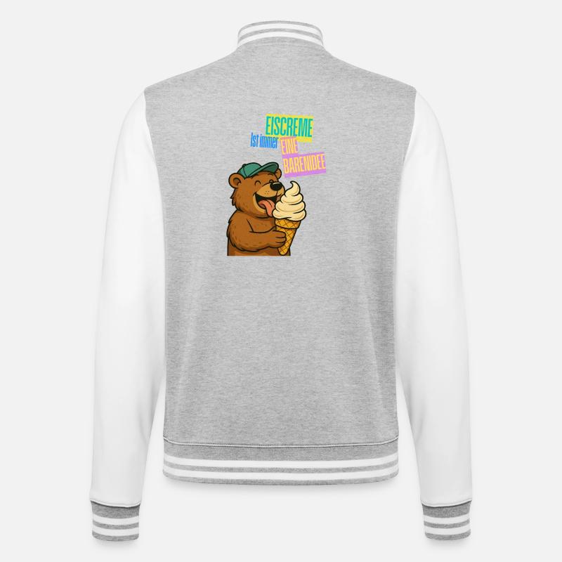 Bär Eiscreme Comic - College Sweat Jacket - heather grey/white