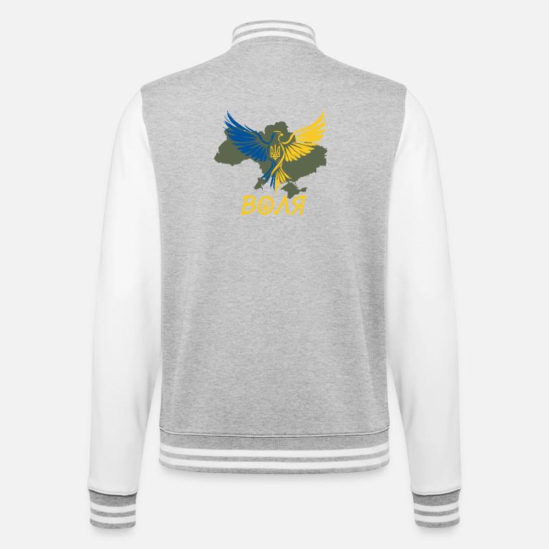 Volya Eagle on Ukraine Map - College Sweat Jacket - heather grey/white