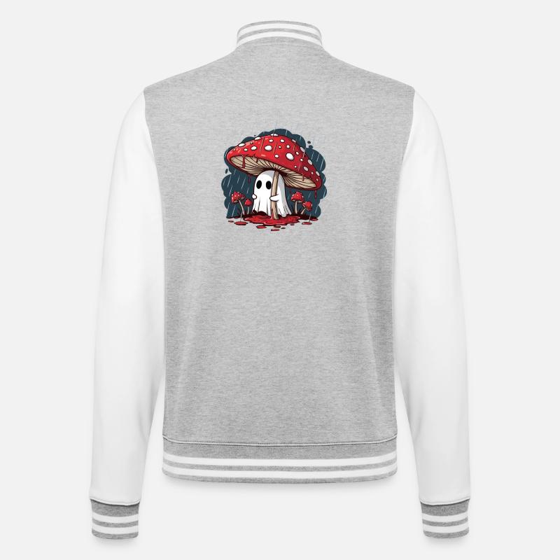 Fly Agaric Ghost — Gruseliger Halloween-Pilzgeist - College-Sweatjacke - Grau meliert/Weiß