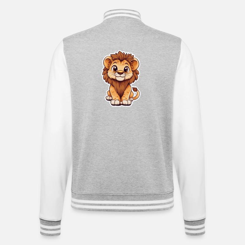 Löwe - College-Sweatjacke - Grau meliert/Weiß