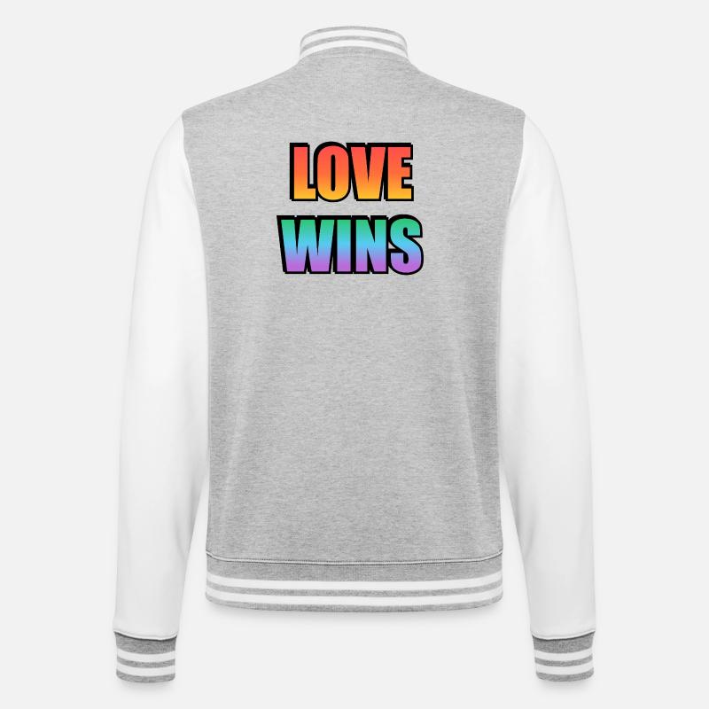 L’amour gagne le gradient arc-en-ciel - Veste Teddy - gris chiné / blanc