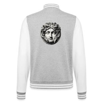 Tête de Méduse - Gravure antique - Veste Teddy - gris chiné / blanc - Dos - Marisol (170cm)