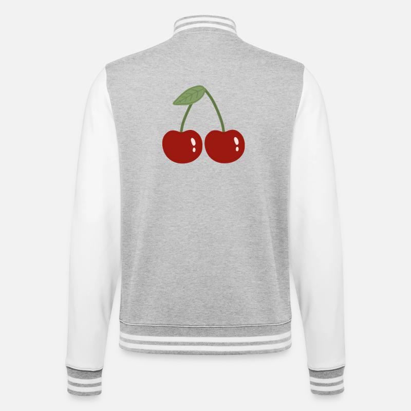 Zwillingskirsche Illustration - College-Sweatjacke - Grau meliert/Weiß