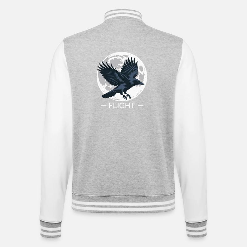 Rabenflug im Mondschein - College-Sweatjacke - Grau meliert/Weiß