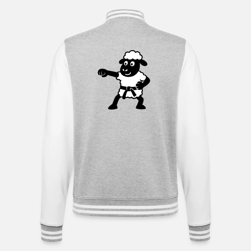 Karate Schaf - College-Sweatjacke - Grau meliert/Weiß