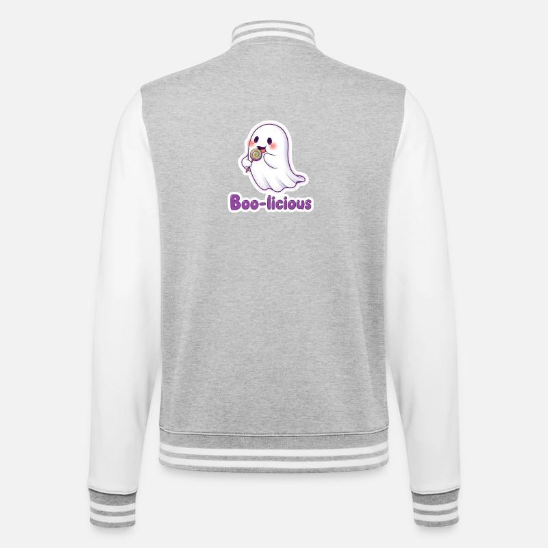 Boolicious Sweet Ghost - College Sweat Jacket - heather grey/white