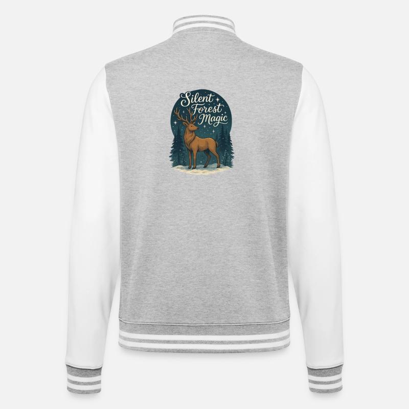 Winter Deer – Silent Forest Magic - College Sweat Jacket - heather grey/white