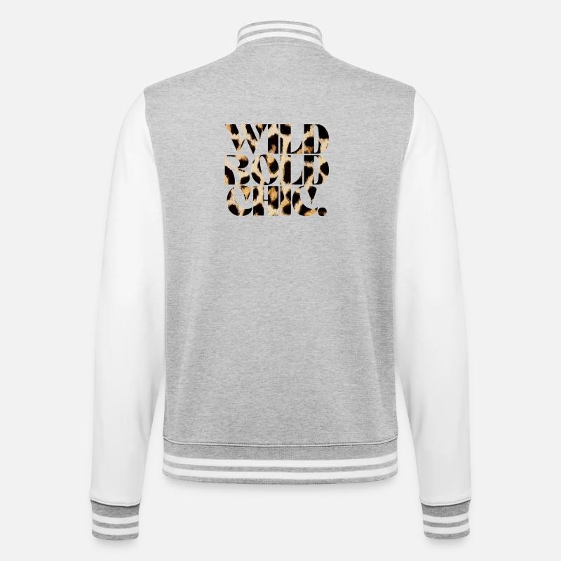 Wild Bold Chic Typografie - College-Sweatjacke - Grau meliert/Weiß