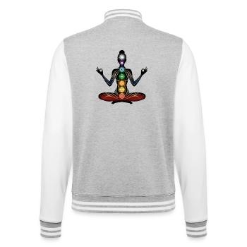 Chakra Méditation Silhouette - Veste Teddy - gris chiné / blanc - Dos - Marisol (170cm)