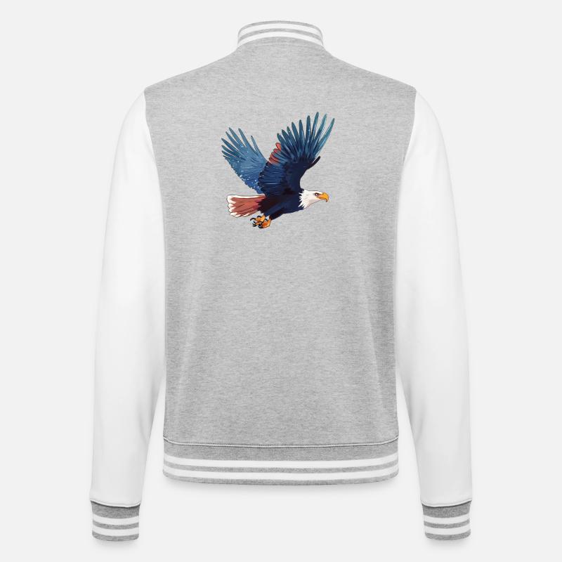 Pygargue à queue blanche en vol - Veste Teddy - gris chiné / blanc