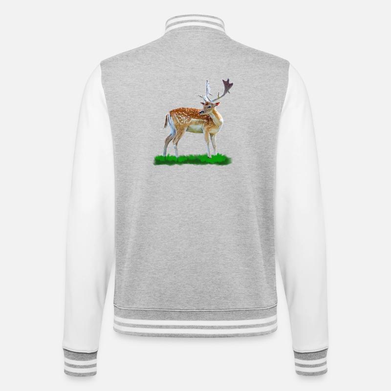 Style aquarelle cerf de forêt - Veste Teddy - gris chiné / blanc