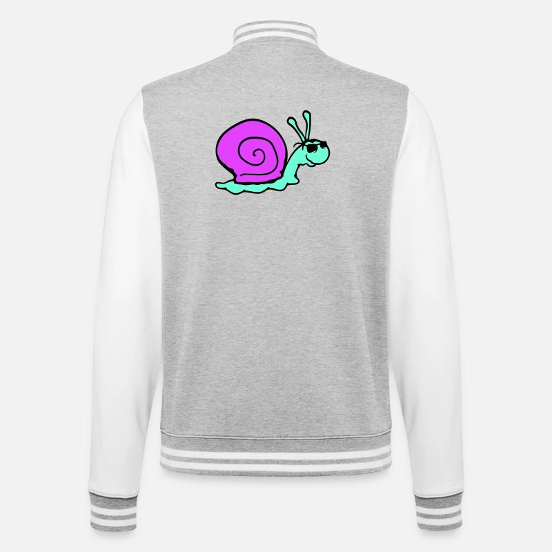 Snail Sunglasses Cool Black Glasses Smile - College Sweat Jacket - heather grey/white