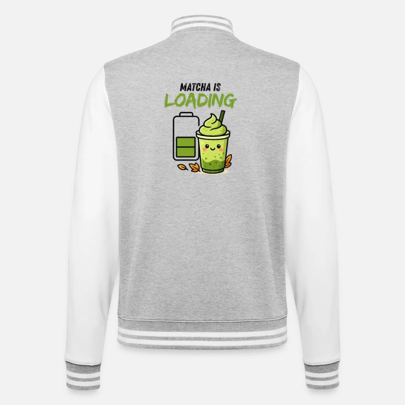Loading Screen Green Smoothie Matcha Viral - College Sweat Jacket - heather grey/white