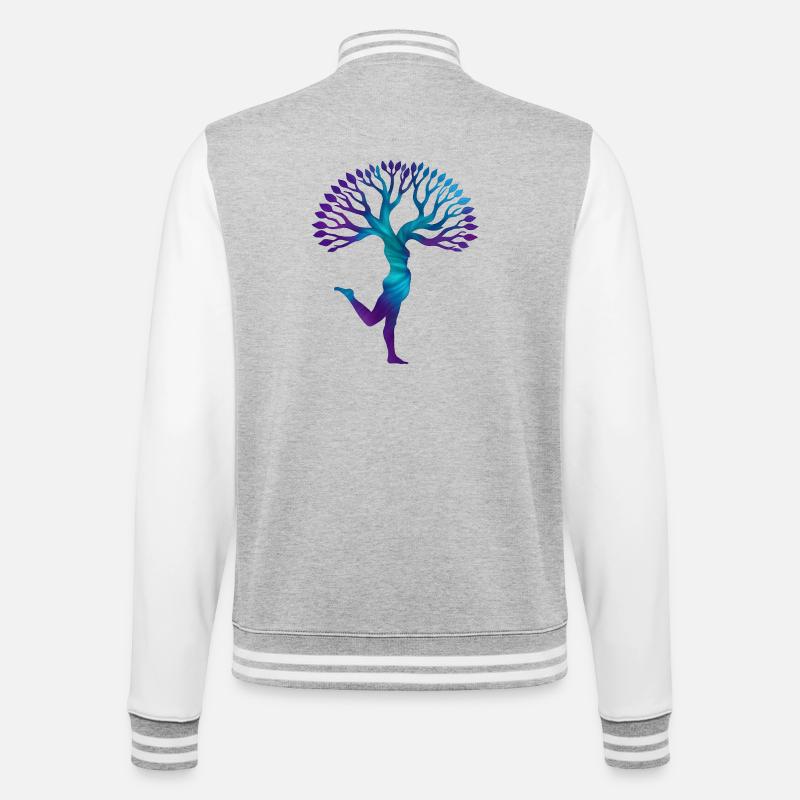 Energetic Human Tree Dance, YOGA TIME - College Sweat Jacket - heather grey/white