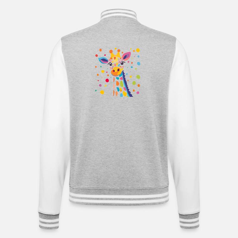 Königliche Giraffe Farbkonfetti - College-Sweatjacke - Grau meliert/Weiß