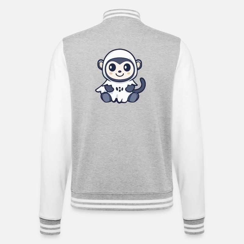 Monkey Halloween Ghost - College Sweat Jacket - heather grey/white